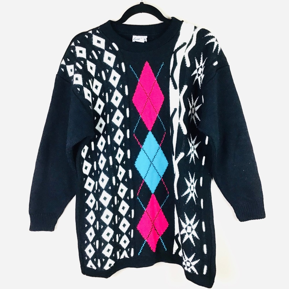 NWT Vintage 80s Geometric Oversized Sweater M